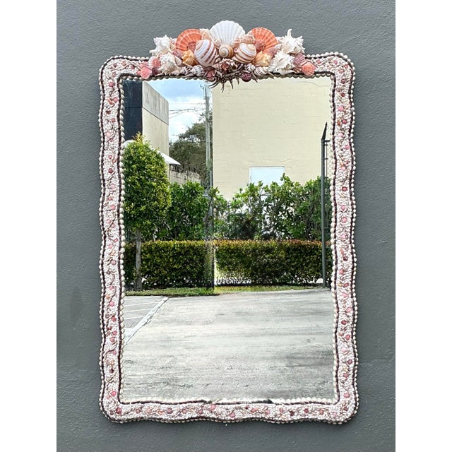 Vintage Boho Shell Encrusted Mirror For Sale - Image 11 of 12