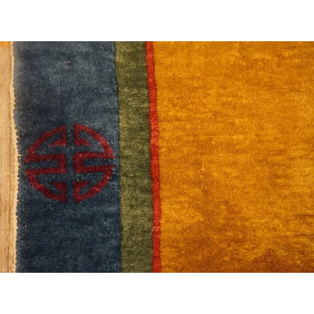 1920s Orange Floral Modern Antique Chinese Art Deco Carpet Oval Small Rug For Sale - Image 9 of 14