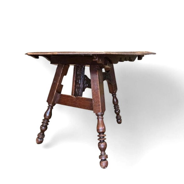 Antique Carved Tripod Folding Table in Oak, Netherlands, 1880s For Sale - Image 4 of 14