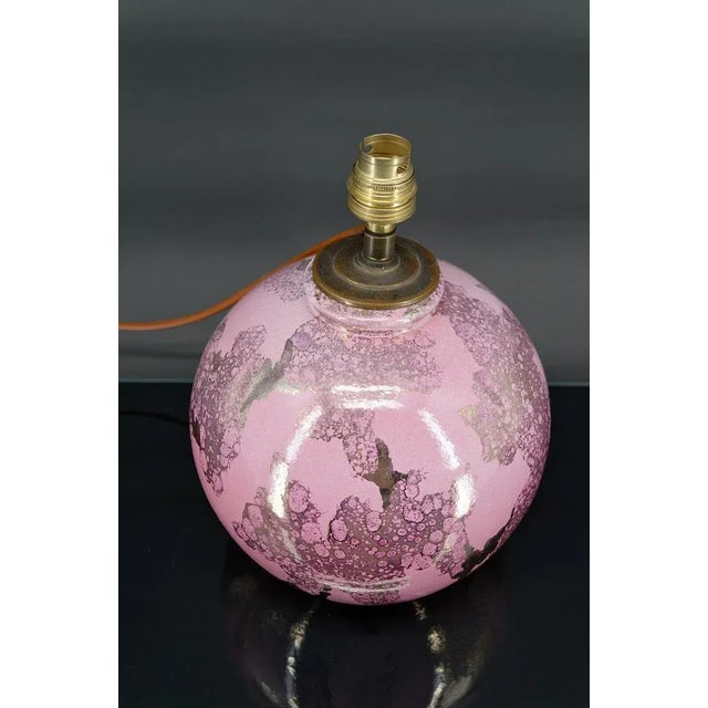 Pink and Pearly Ceramic Ball Lamp by Marguerite Briansau, 1930 For Sale - Image 6 of 11
