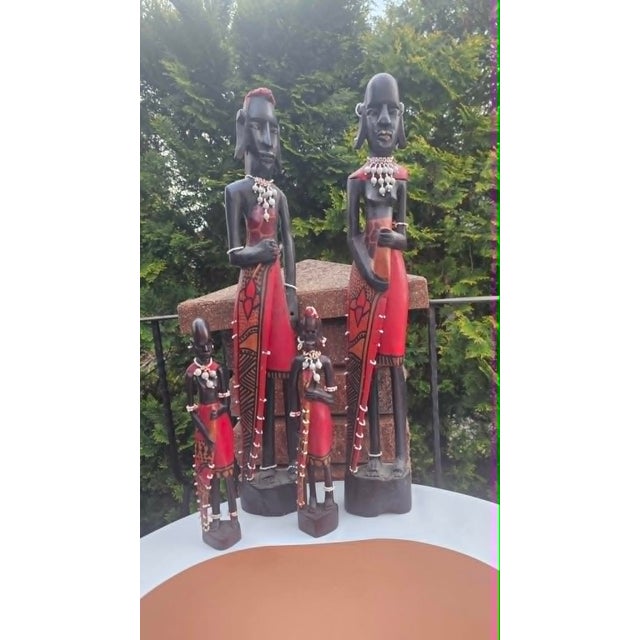 Masai Wooden Sculpture, 1960s, Set of 4 For Sale - Image 3 of 17