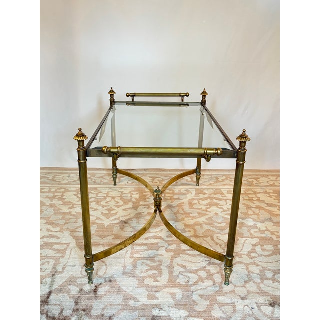 Maison Jansen 1960s Maison Jansen Style French Neoclassical Brass & Beveled Glass Cocktail Table For Sale - Image 4 of 10