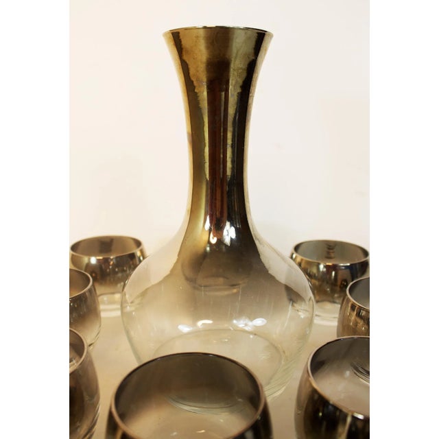 1960s Vintage Mid-Century Modern Dorothy Thorpe Style Silver Fade Roly Poly Cocktail Glasses & Carafe Set- 13 Pieces For Sale - Image 5 of 5