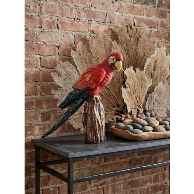 Vintage Italian Hand-Painted Ceramic Scarlet Macaw Parrot Sculpture For Sale - Image 9 of 12