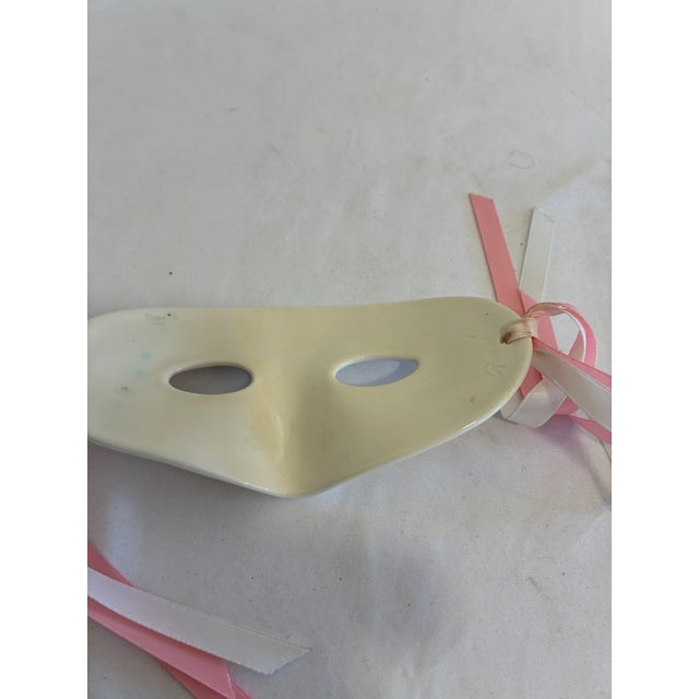Vintage Ceramic Masquerade Mask With Pink Ribbons For Sale In Oklahoma City - Image 6 of 7
