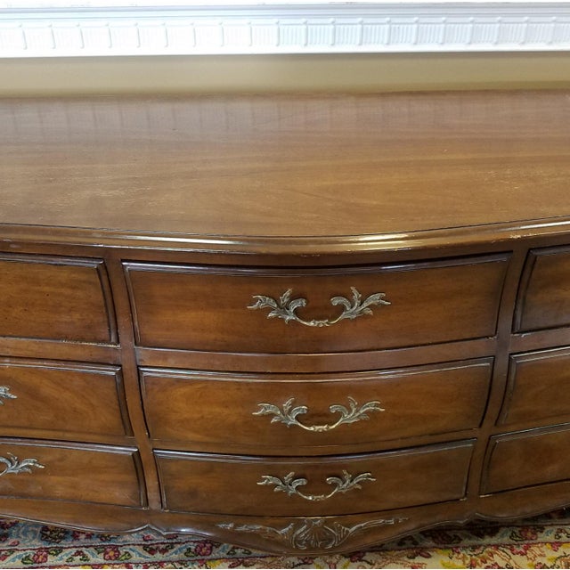 French Provincial Fruitwood 9 drawer Bedroom Dresser By White Fine