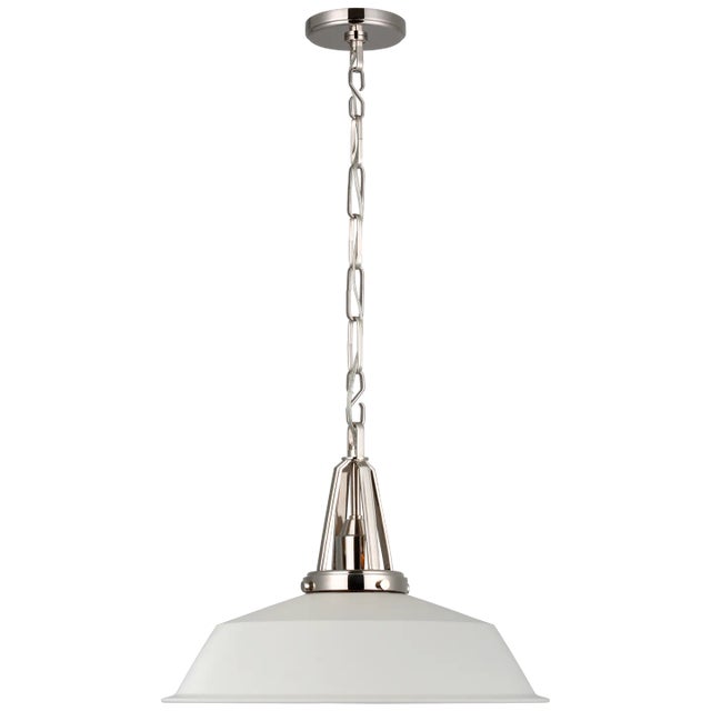 Layton 20" Pendant in Polished Nickel with Matte White Shade Designer: Chapman & Myers Canopy: 5.25" Round Mounting: Chain...