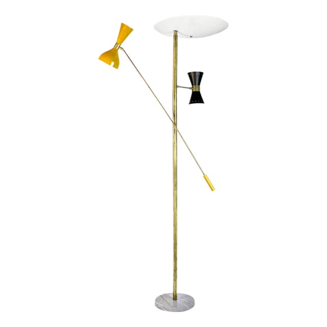 Mid-Century Modern Floor Lamp in Brass, 1960s For Sale