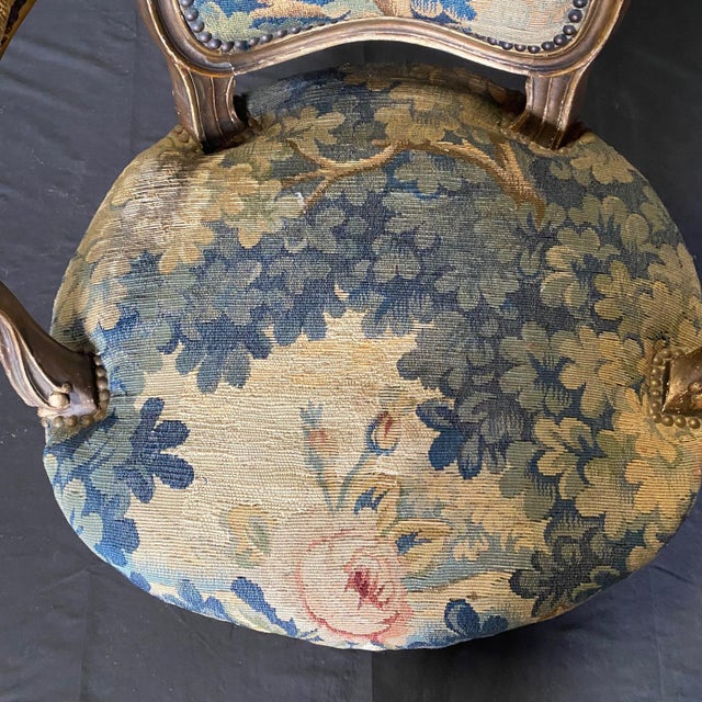 Antique Louis XV Bird Tapestry Armchairs -Set of 4 For Sale In Portland, ME - Image 6 of 12