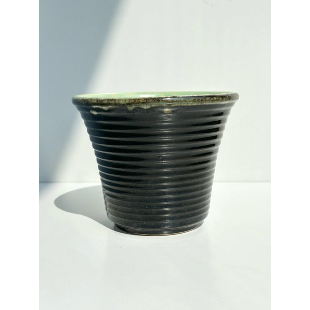 Brown Vintage German Plant Pots in Mint Green and Brown-Anthracite Tones from Veb Keramik Meissen, 1950s, Set of 3 For Sale - Image 8 of 18