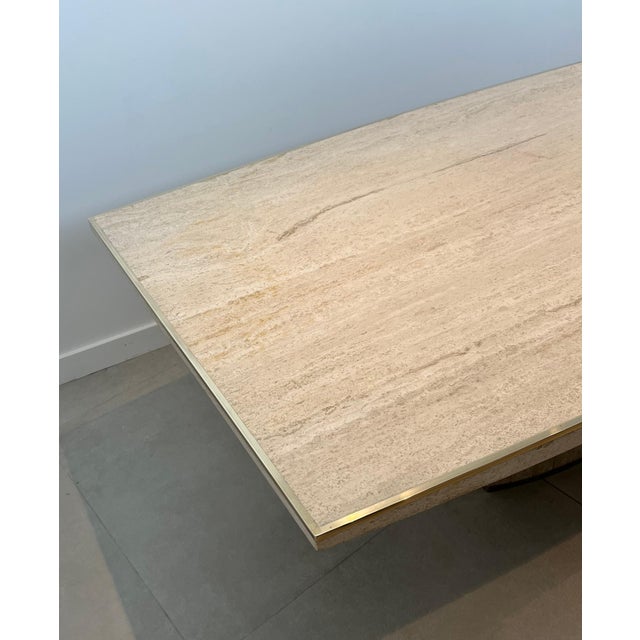 1970s 1970 Travertine and Brass Dining Table by Willy Rizzo For Sale - Image 5 of 12