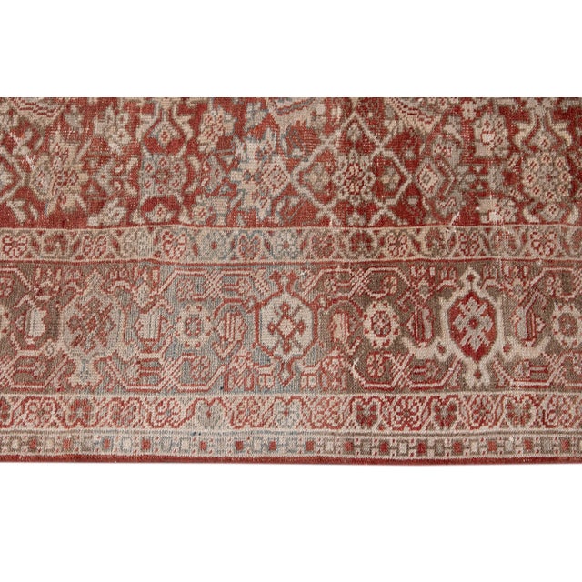 Antique Mahal Red Handmade Wool Rug For Sale - Image 11 of 12