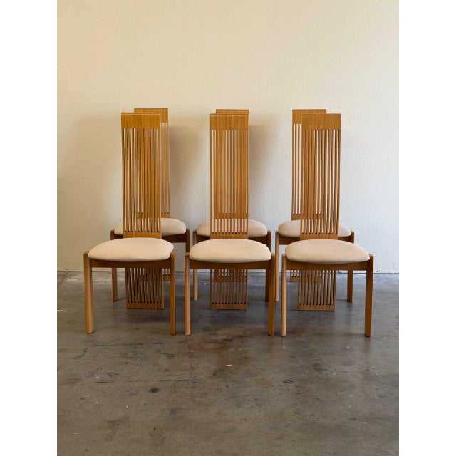 Postmodern Late 20th Century Set of 6 Italian Tall Back Dining Postmodern Chairs in Style of Pietro Costantini For Sale - Image 3 of 7