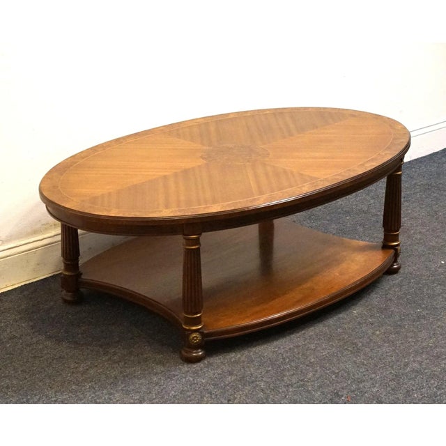 Heritage Heritage Furniture Banded Burled Walnut Italian Provincial 52" Oval Accent Coffee Table 18-503-69 For Sale - Image 4 of 11