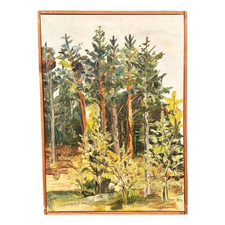 Ann‑cathrine Tine Lundkvist, Forest Landscape, 1975, Oil Painting on Canvas, Framed For Sale
