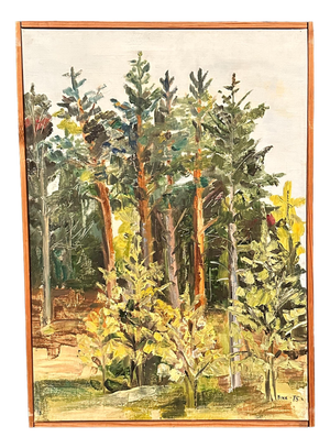 Ann‑cathrine Tine Lundkvist, Forest Landscape, 1975, Oil Painting on Canvas, Framed