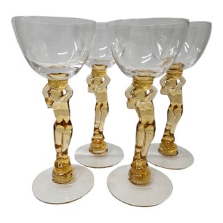 Cambridge Glass Company Amber Nude Cocktail Glasses -Set of Four For Sale