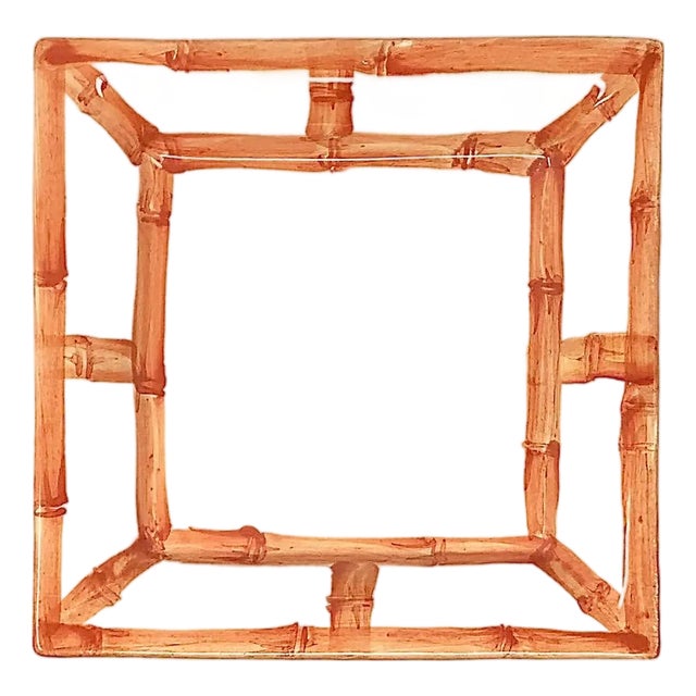 Hand Painted Bamboo Catchall Tray | Orange, Made in Italy For Sale