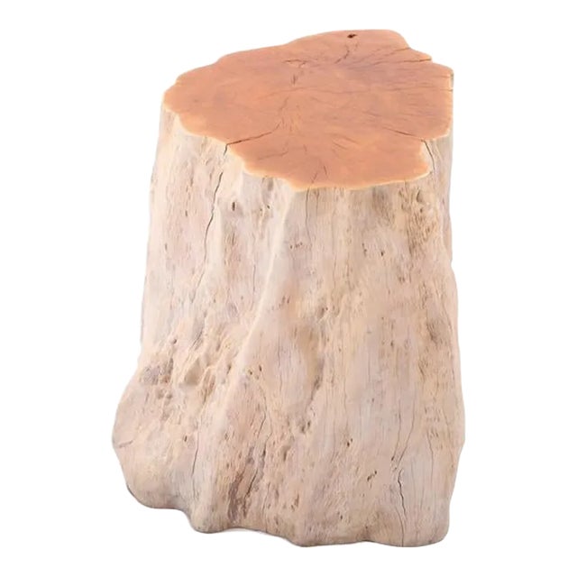 White Wash Lychee Living Edge Accent or Side Table or Stool 3 For Sale