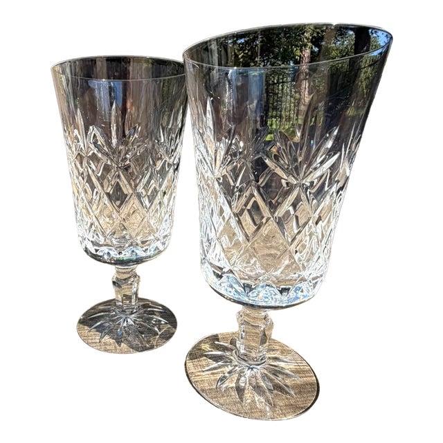 Vintage Lenox Charleston Crystal Iced Tea Glasses 6.75" Set of 2 Hand Blown For Sale