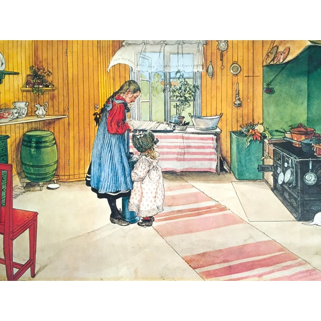 Various Artists Carl Larsson Vintage 1972 Original Swedish Lithograph Print Poster " Koket the Kitchen " 1898 For Sale - Image 4 of 12