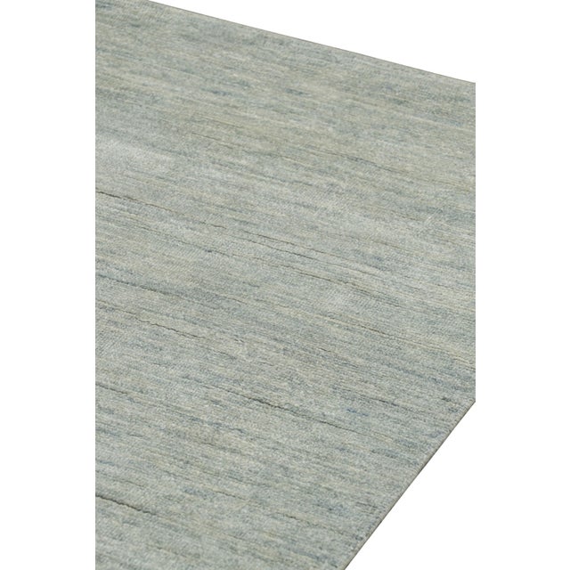 Rug & Kilim’s Contemporary Textural Solid Rug in Blue and Cream With Striae For Sale In New York - Image 6 of 7