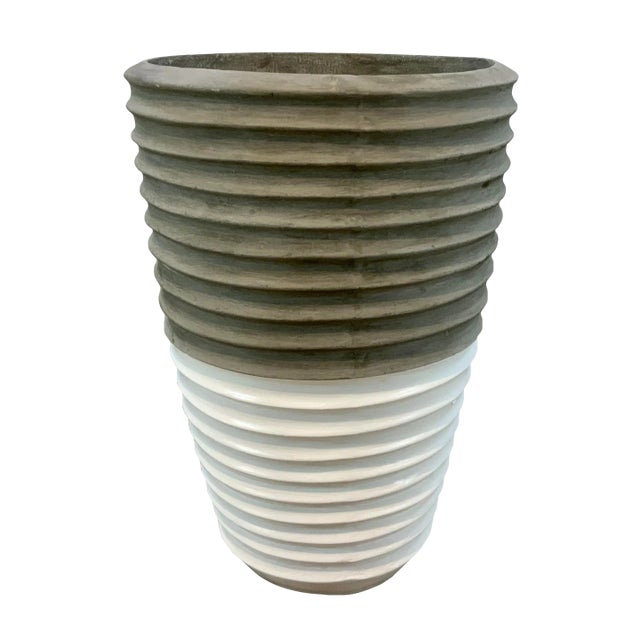 Organic Modern Gray and White Concrete Planter For Sale