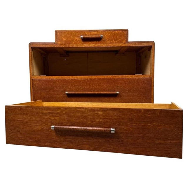 Vintage English Oak Low Chest of Drawers, 1900s For Sale - Image 4 of 12