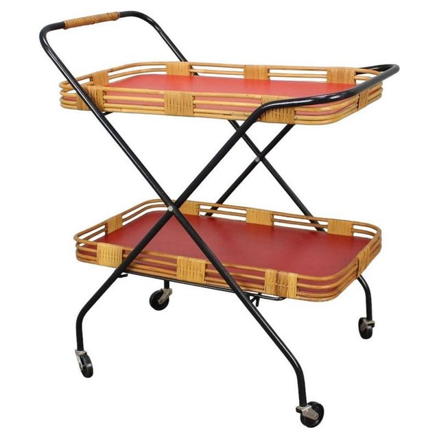 Mid-Century Czechoslovak Folding Bamboo Serving Trolley, 1960s For Sale - Image 13 of 13
