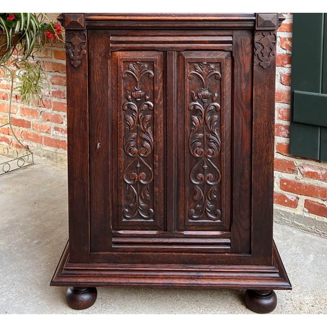 Antique French Renaissance Carved Oak Wine Cellarette