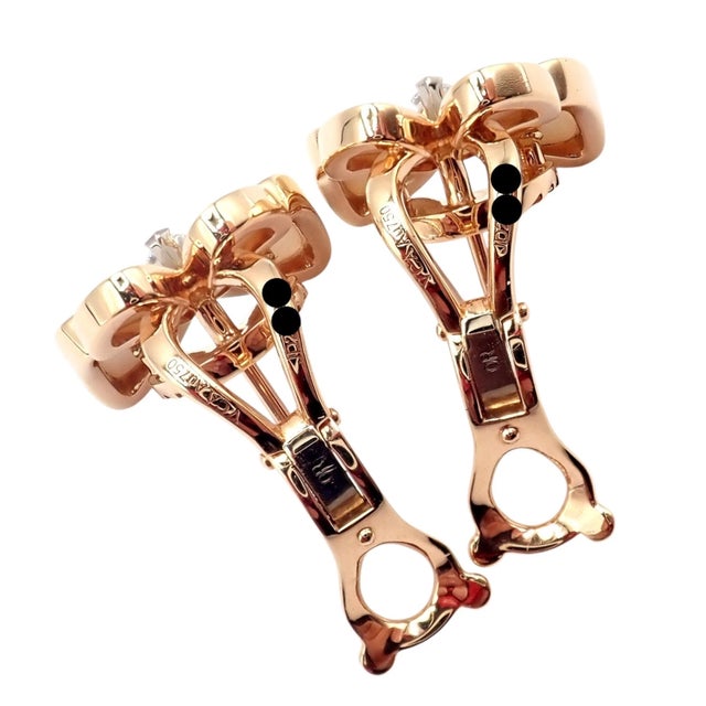Van Cleef & Arpels Van Cleef & Arpels Rose Gold Diamond MoP Two Butterfly Earrings Cert- 2 Pieces For Sale - Image 4 of 9