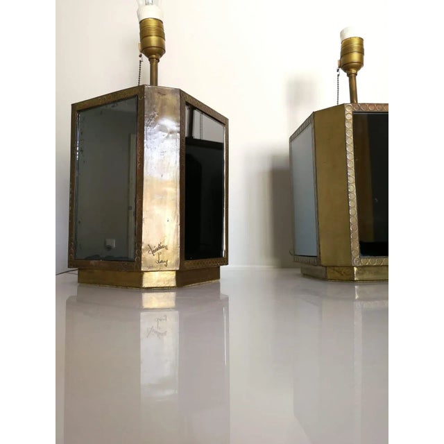 Brass and Mirror Table Lamps by Christian Leroy, 1960s, Set of 2 For Sale - Image 11 of 13