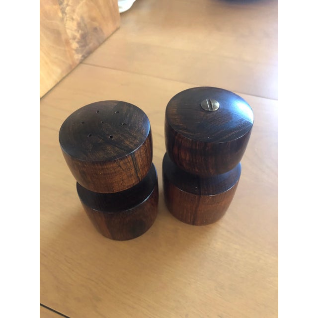 Vintage Danish Rosewood Salt & Pepper Mill Shakers- Set of 2 For Sale - Image 4 of 11