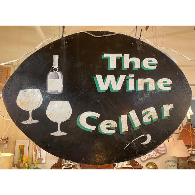 Late 20th Century Vintage Handpainted Wooden Wine Cellar Sign - Made in Usa For Sale - Image 5 of 5