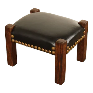 Mission Style Antique Oak and Leather Foot Stool