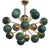 Green Murano Glass and Brass Sputnik Chandelier, 2000s For Sale