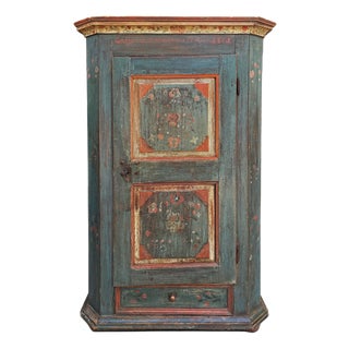 Antique Tyrolean Folk Art Painted Cabinet, 1801 For Sale