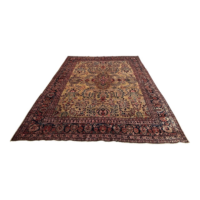 8ft 8in × 10ft 2in Floral Sarouk Hand Knotted Iranian Area Rug For Sale