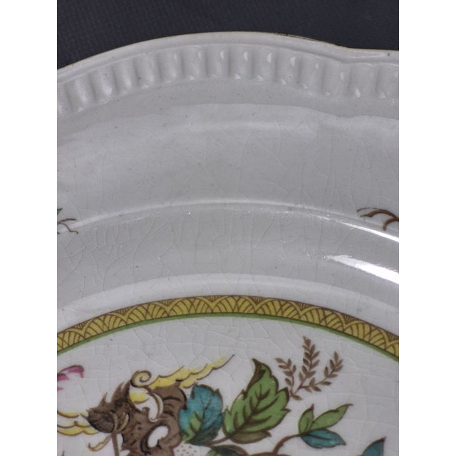 Ceramic Vintage Chinoiserie Crown Clarence Staffordshire England Oriental Bird Plate For Sale - Image 7 of 8
