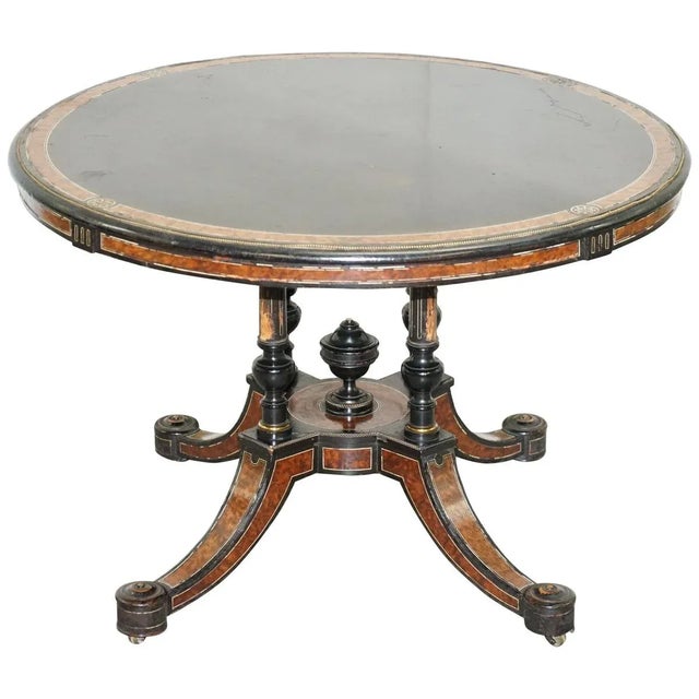 Aesthetic Movement Burr Walnut Ebonised Dining Table from Gillow & Co, 1850s For Sale - Image 16 of 16