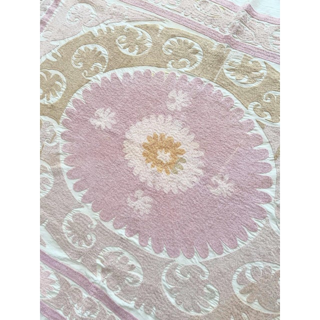 Decorative Neutral Tan Suzani Tribal Textile For Sale In New York - Image 6 of 9