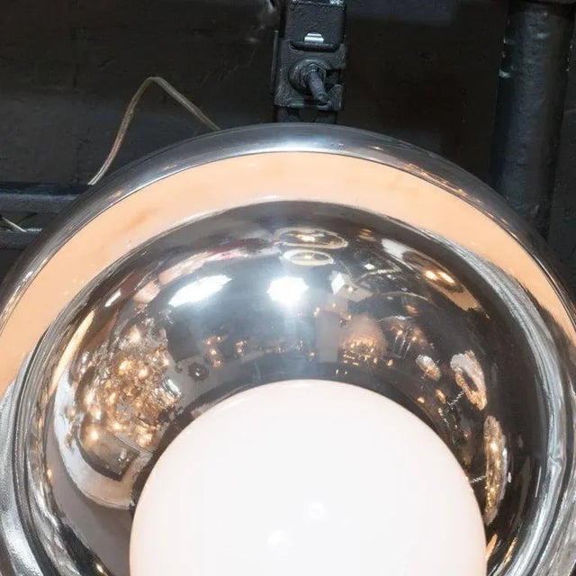 Mid-Century White Globe "Drop" Flush Mount with Chrome Frame For Sale In New York - Image 6 of 7