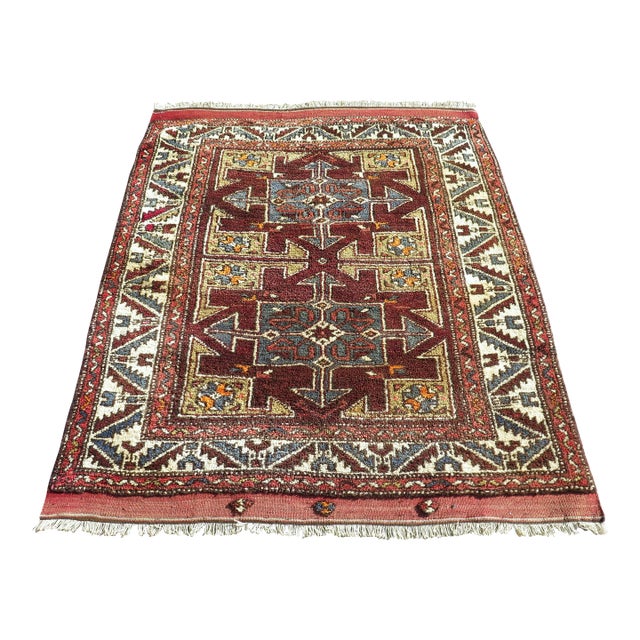 Mid 20th Century Mid 20th Century Small Turkish Vintage Carpet Wool Area Rug For Sale