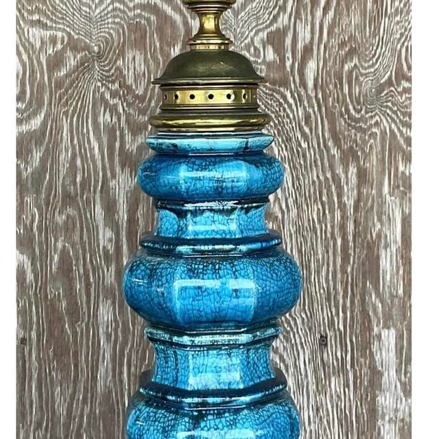 Vintage Stiffel Mid-Century Modern Glazed Ceramic Lamp For Sale - Image 9 of 13