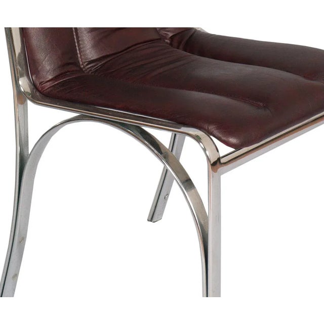 Gastone Rinaldi Chromed Steel and Soft Leather Dining Chairs by Gastone Rinaldi, 1960s, Set of 4 For Sale - Image 4 of 6