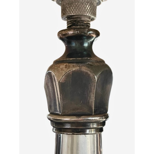 Reed & Barton Crystal and Silver Candlestick Table Lamp For Sale In New York - Image 6 of 8