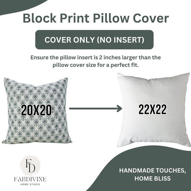 Not Yet Made - Made To Order Fabdivine Handcrafted Pillow Cover 24x24 Inch Block Print - Gurukul For Sale - Image 5 of 5