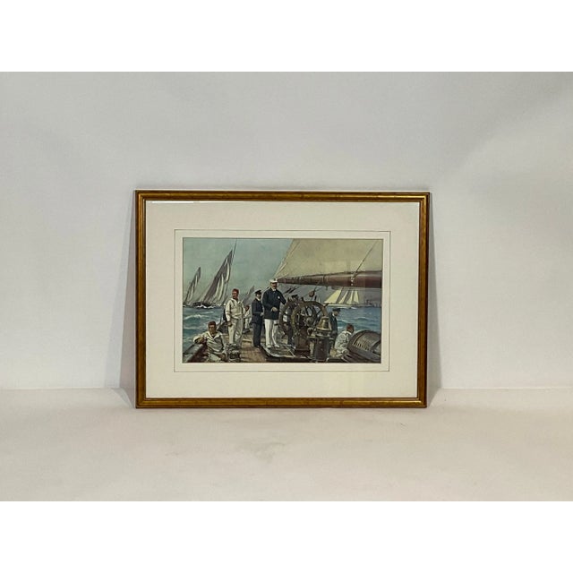 Nautical Yachting Print showing Yacht Meteor For Sale - Image 3 of 7