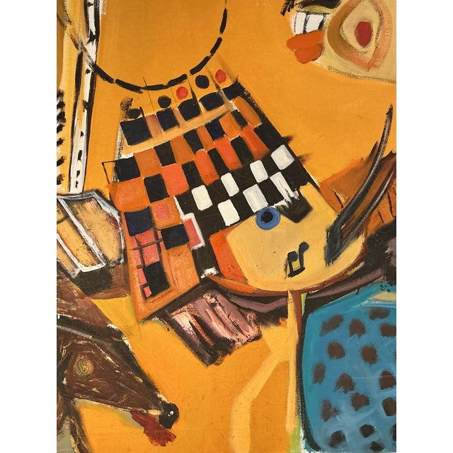 Original Art Painting on Canvas Cubist Style Artist Signed Dated "Randall 1964" For Sale - Image 9 of 12