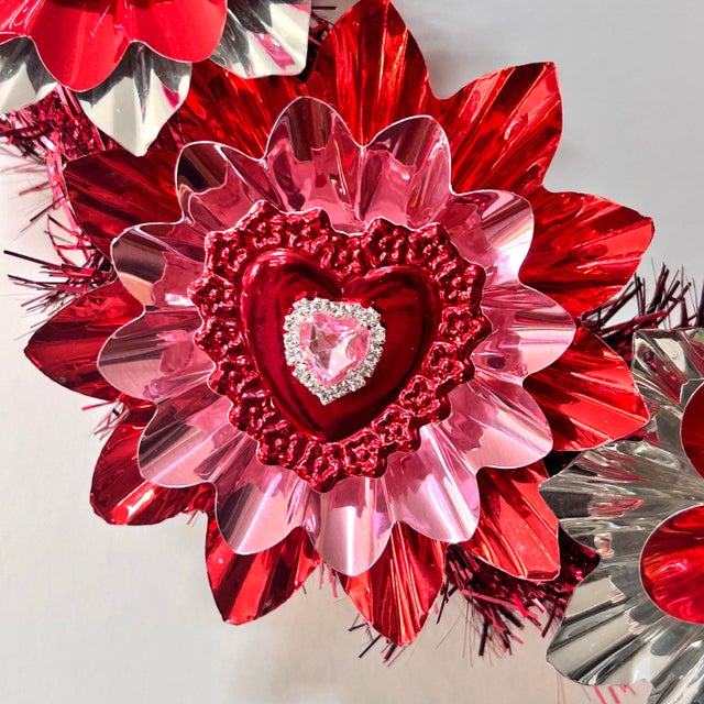 Metal Valentines Wreath With Dresdens Artisan Made by Black Market Creative For Sale - Image 7 of 12